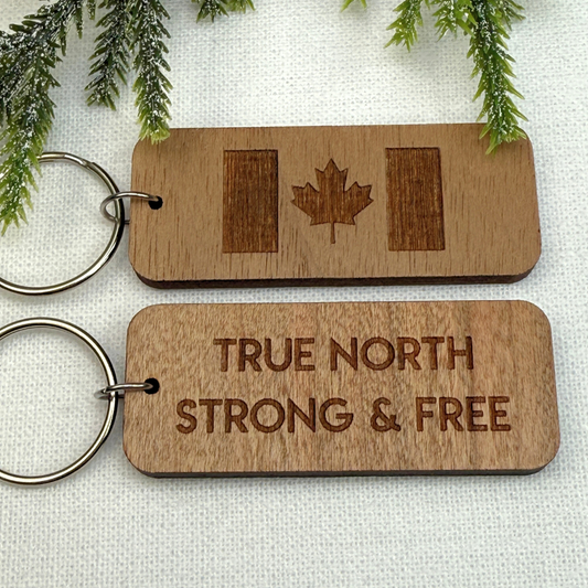 True North Wooden Keychain – Canada Flag