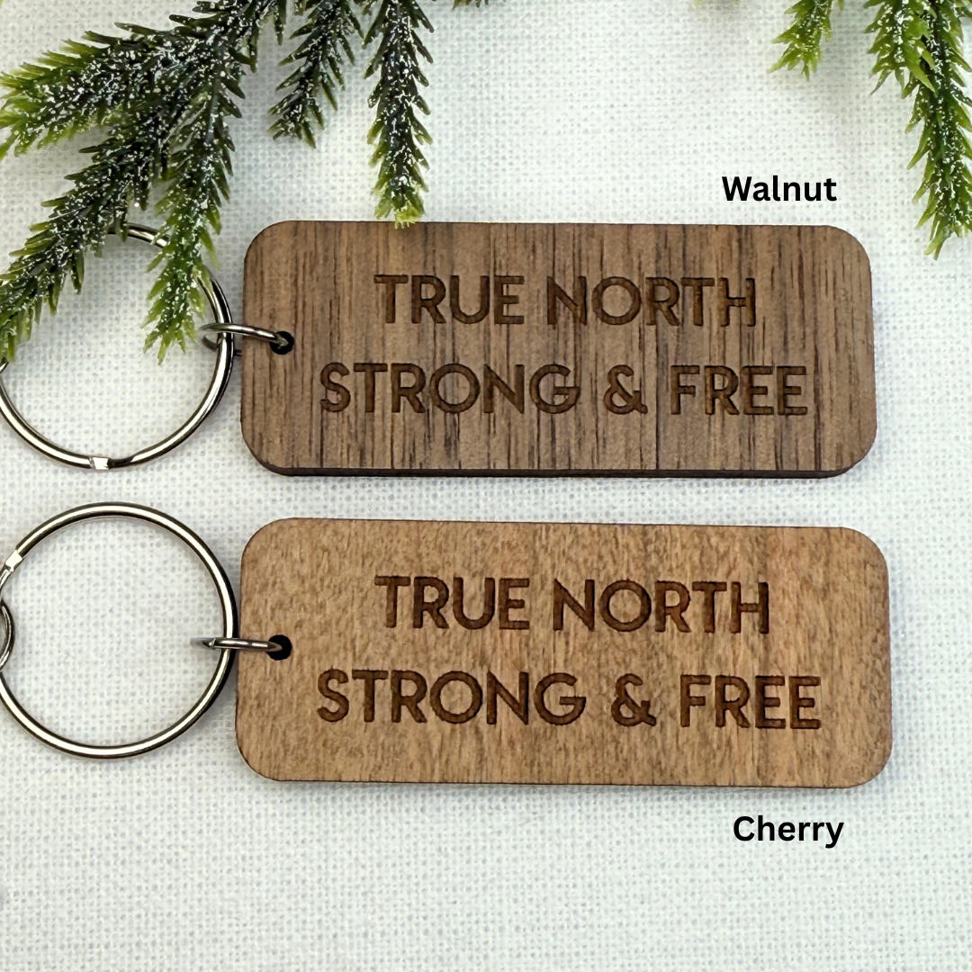 True North Wooden Keychain – Canada Flag