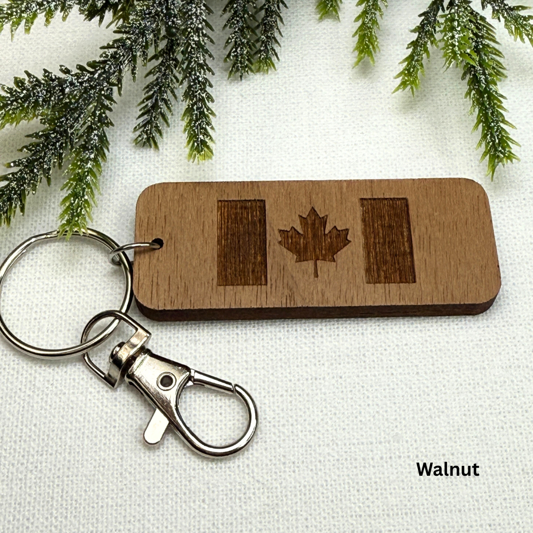 Canada Flag Wooden Keychain