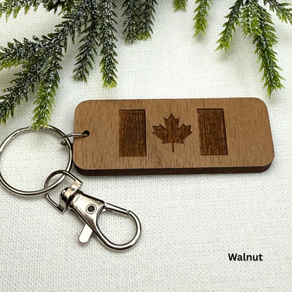 Canada Flag Wooden Keychain