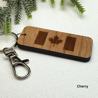 Canada Flag Wooden Keychain