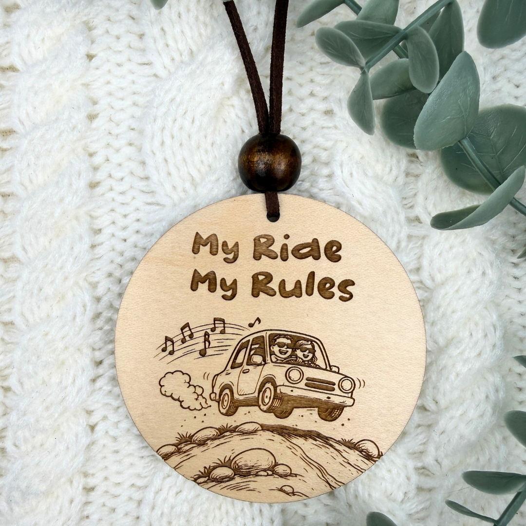 My Ride My Rules Car Charm – Rearview Mirror Hanging Ornament