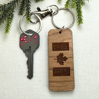 Canada Flag Wooden Keychain