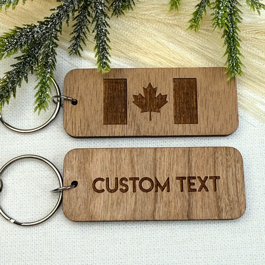 Canada Flag Wooden Keychain
