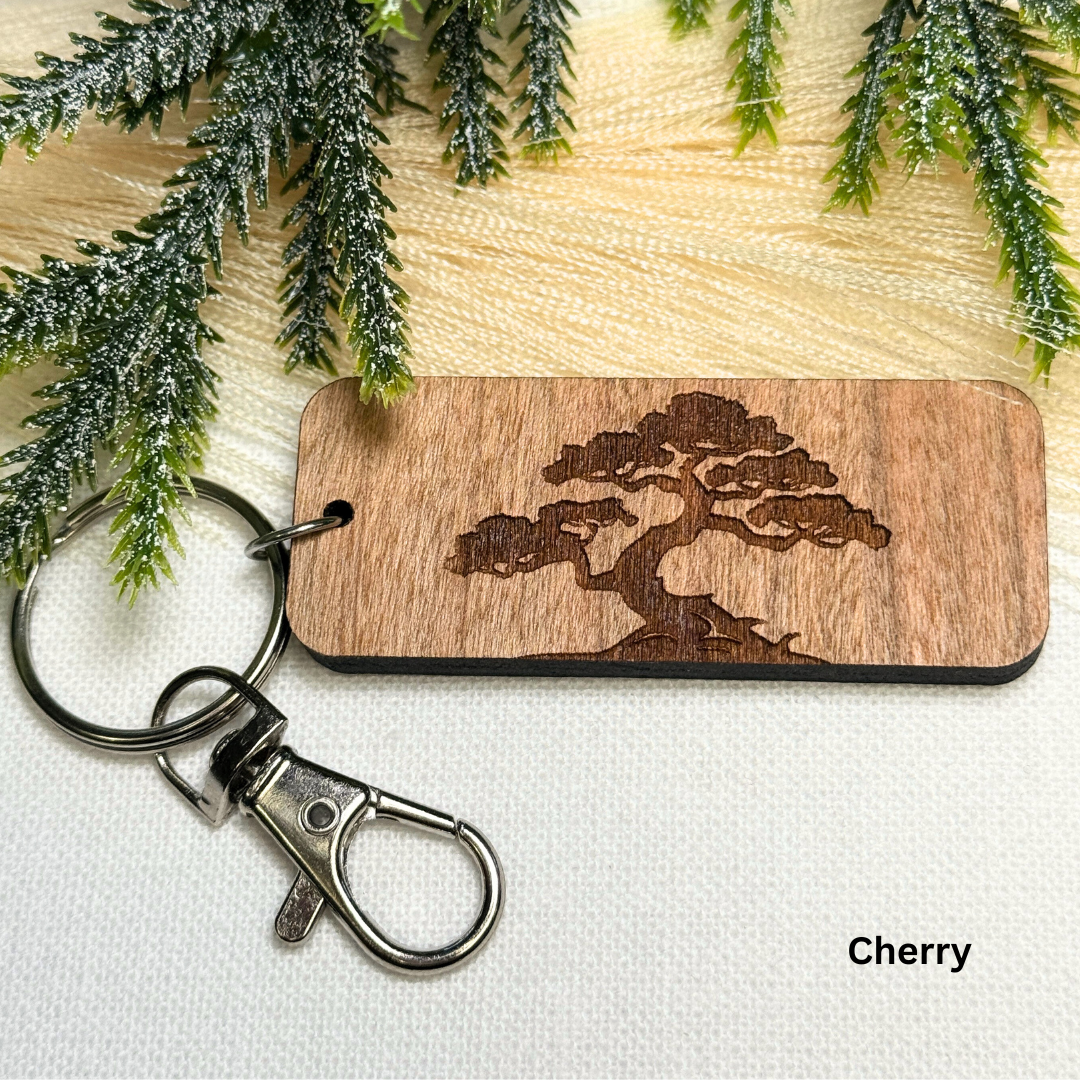 Bonsai Tree Wooden Keychain