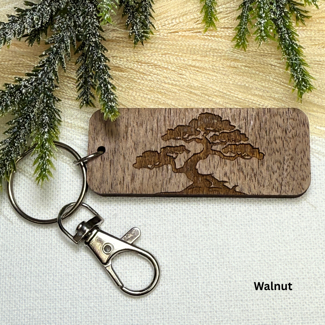 Bonsai Tree Wooden Keychain