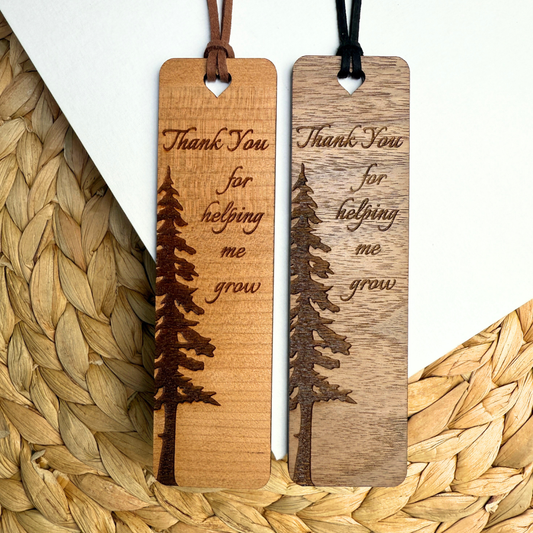 Thank You for Helping Me Grow Wooden Bookmark
