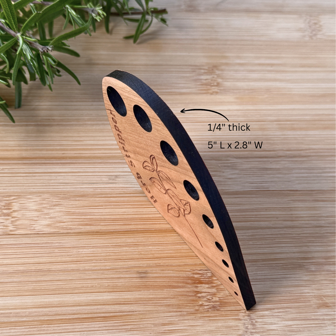 Wooden Herb Stripper - Cherry Hardwood Kitchen Tool