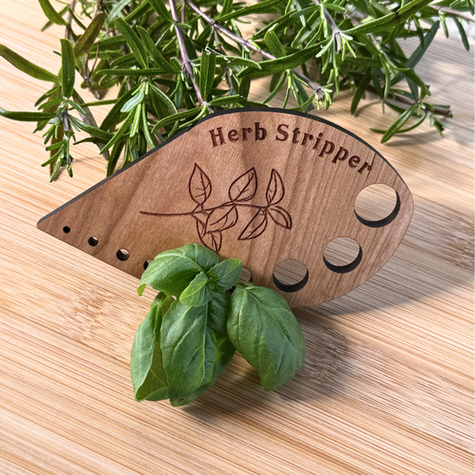 Wooden Herb Stripper - Cherry Hardwood Kitchen Tool