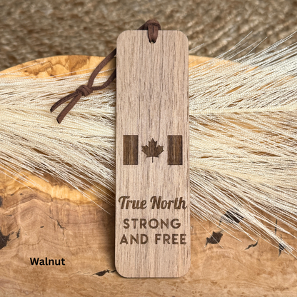 Canadian Flag Wooden Bookmark – True North Strong & Free