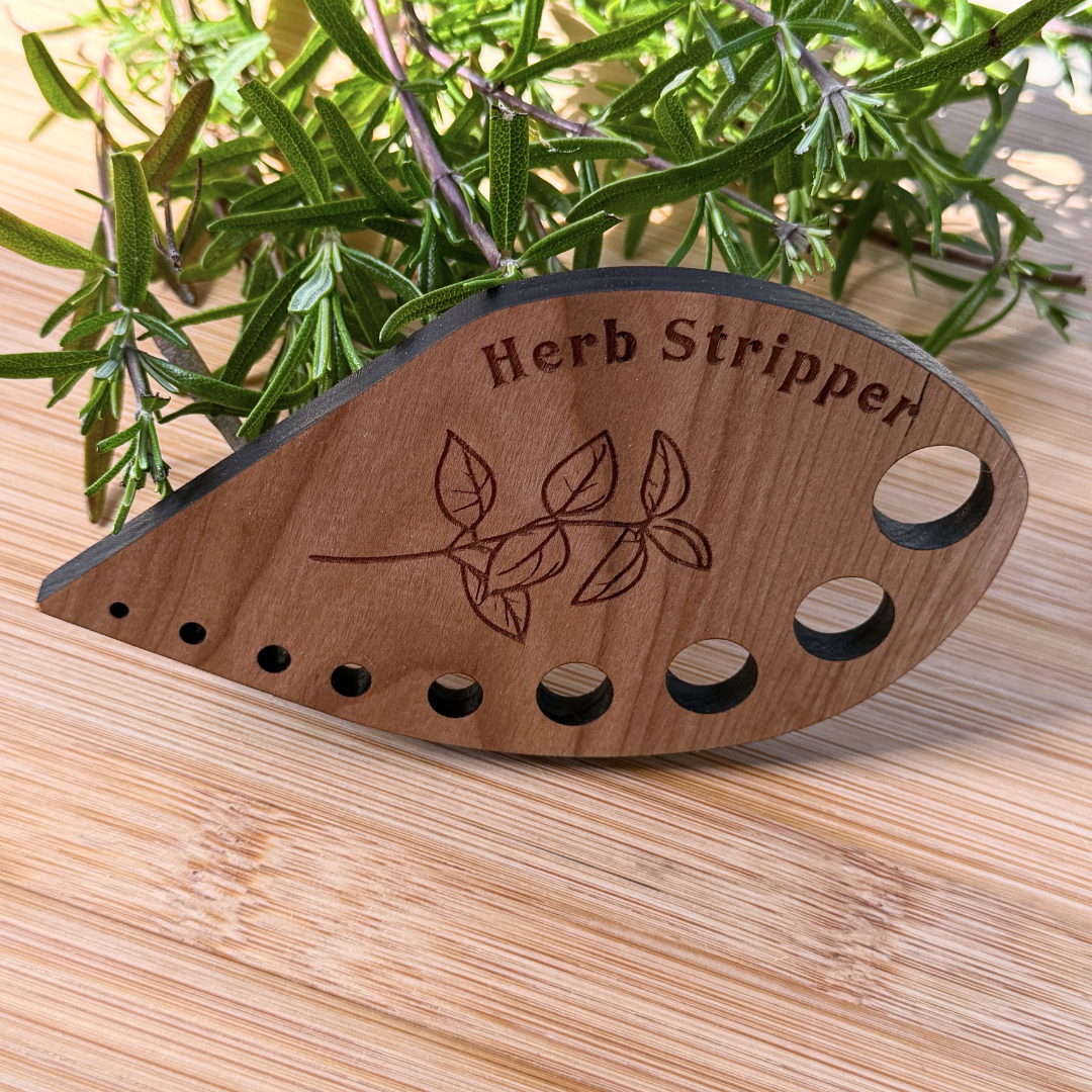 Wooden Herb Stripper - Cherry Hardwood Kitchen Tool