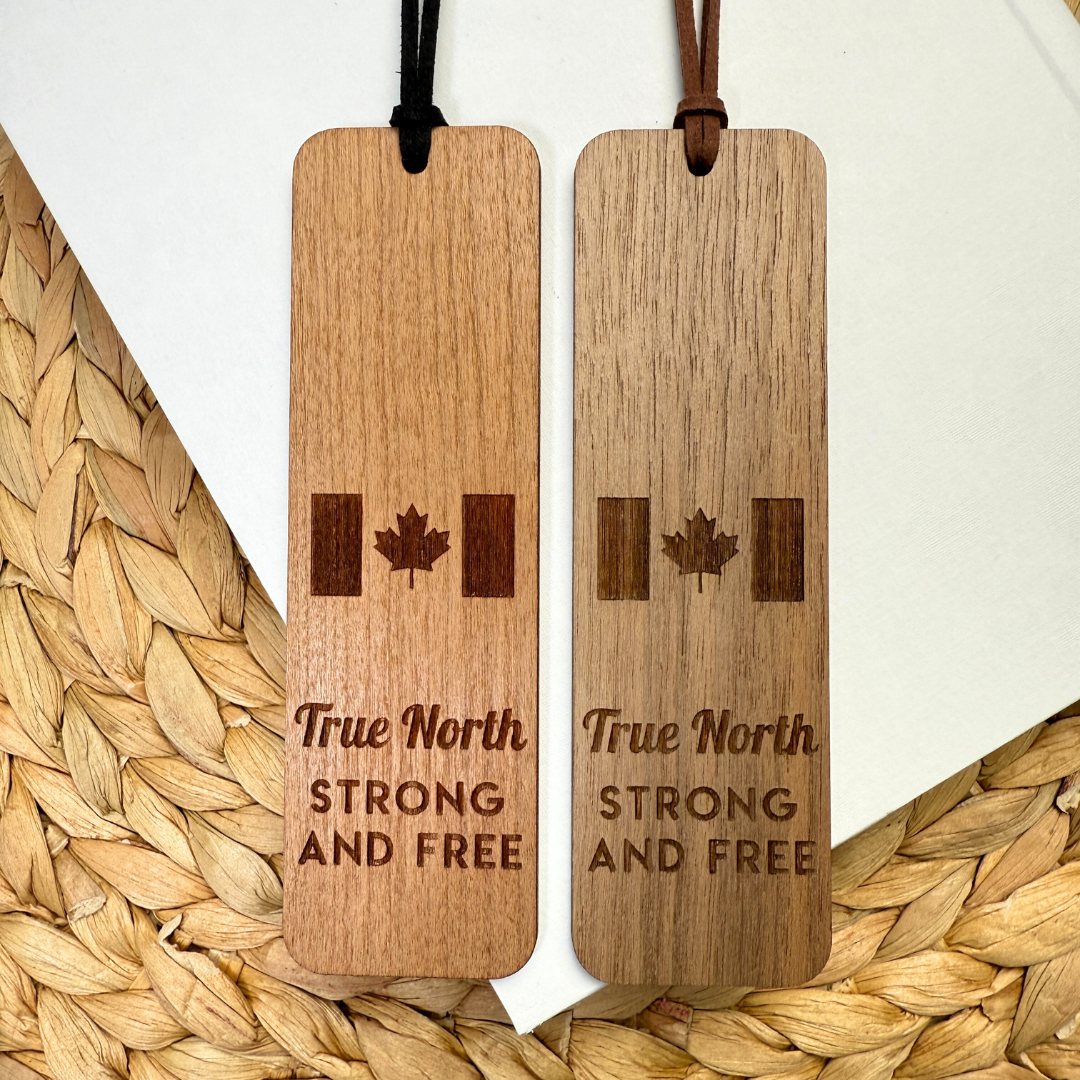 Canadian Flag Wooden Bookmark – True North Strong & Free
