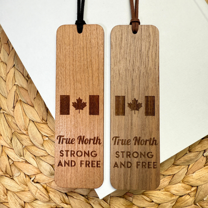 Canadian Flag Wooden Bookmark – True North Strong & Free