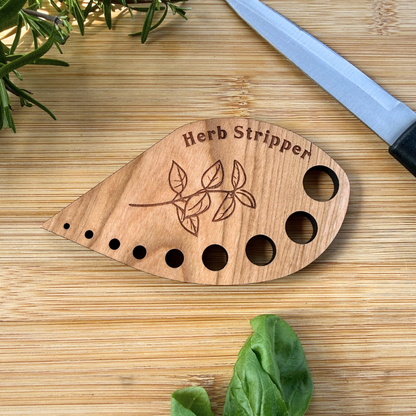 Wooden Herb Stripper - Cherry Hardwood Kitchen Tool