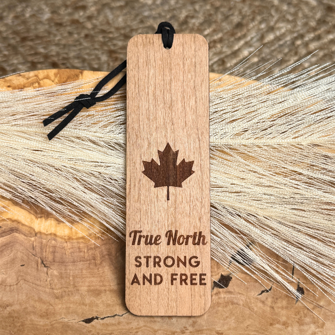 Maple Leaf Wooden Bookmark – True North Strong & Free
