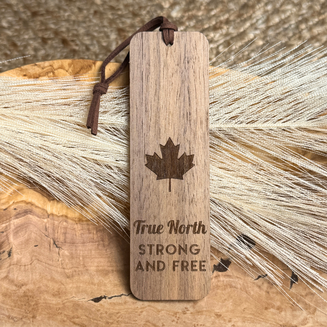 Maple Leaf Wooden Bookmark – True North Strong & Free