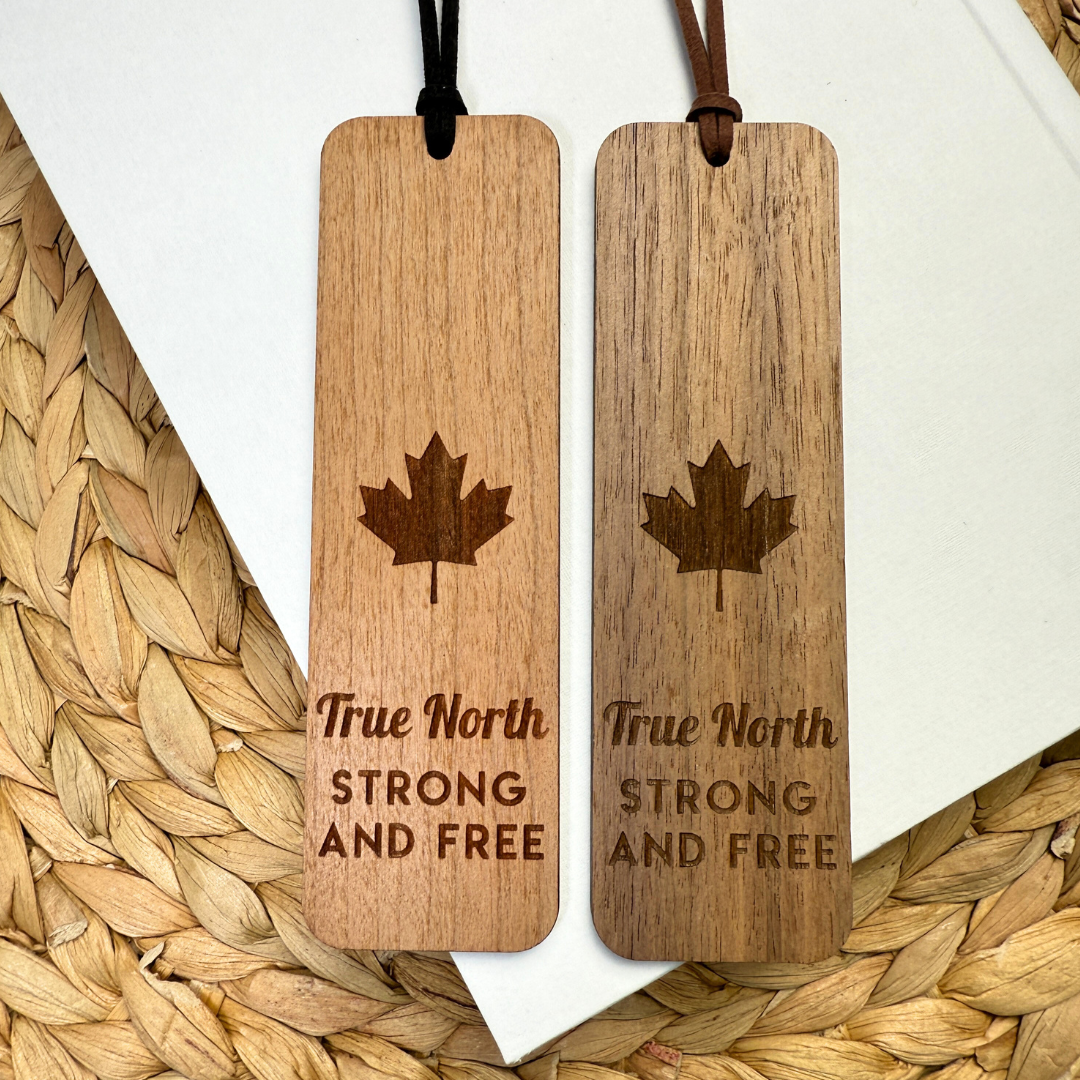 Maple Leaf Wooden Bookmark – True North Strong & Free
