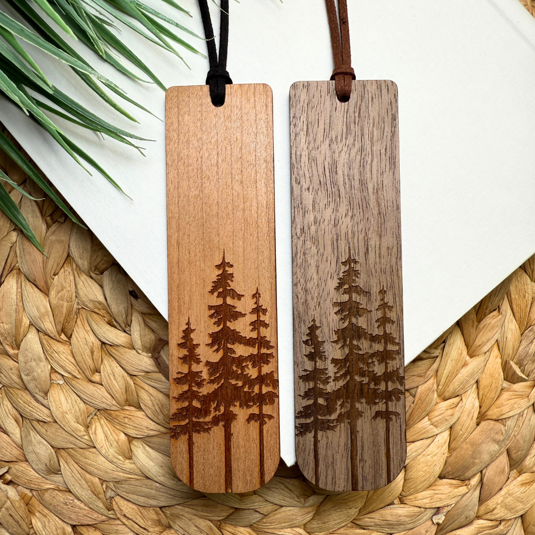 Trio Pine Tree Wooden Bookmark