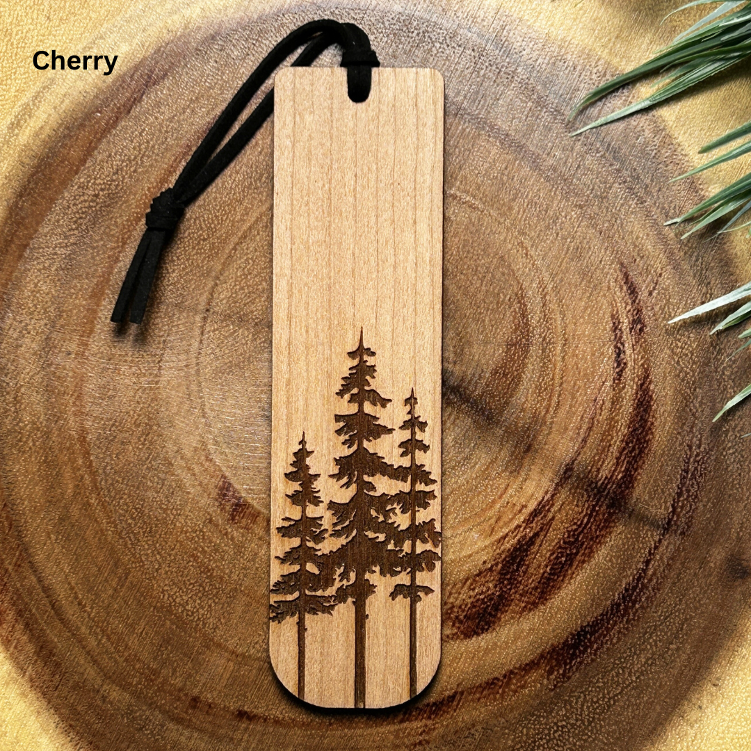 Trio Pine Tree Wooden Bookmark