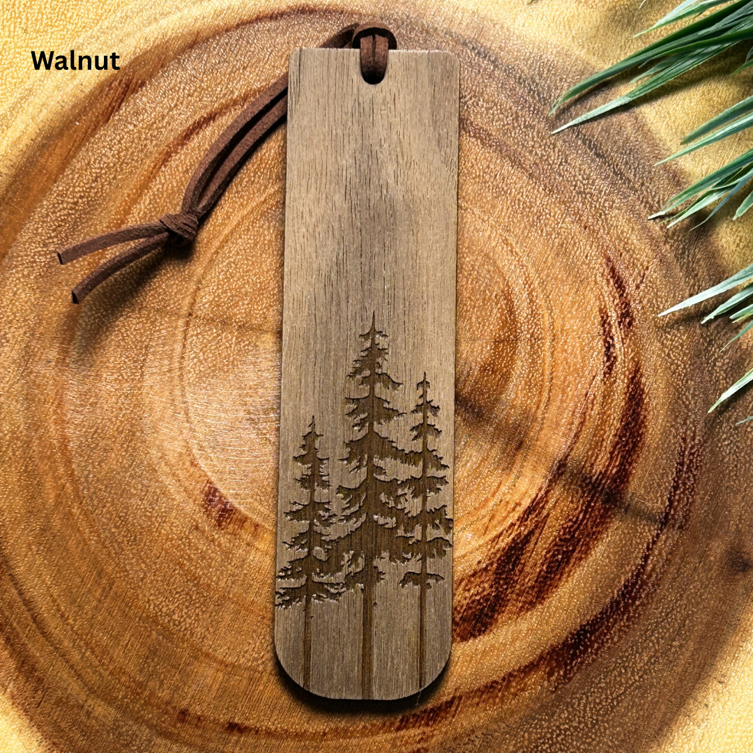 Trio Pine Tree Wooden Bookmark