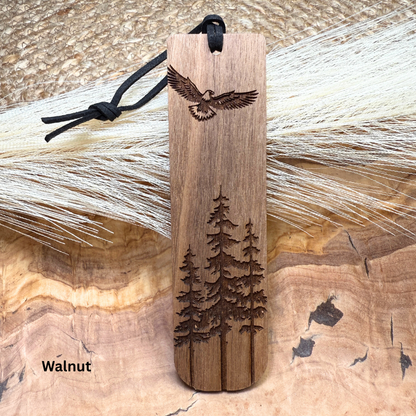 Eagle with Pine Trees Wooden Bookmark