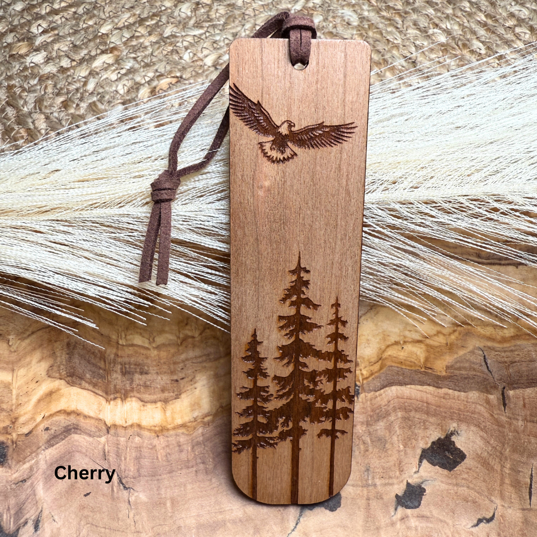 Eagle with Pine Trees Wooden Bookmark