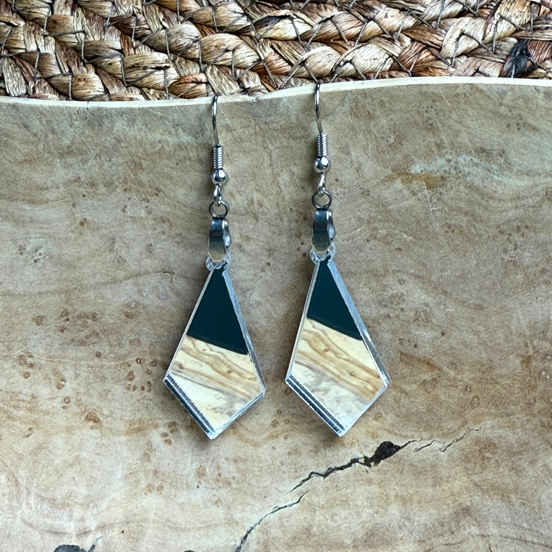 Geometric Silver Mirror Acrylic Earrings