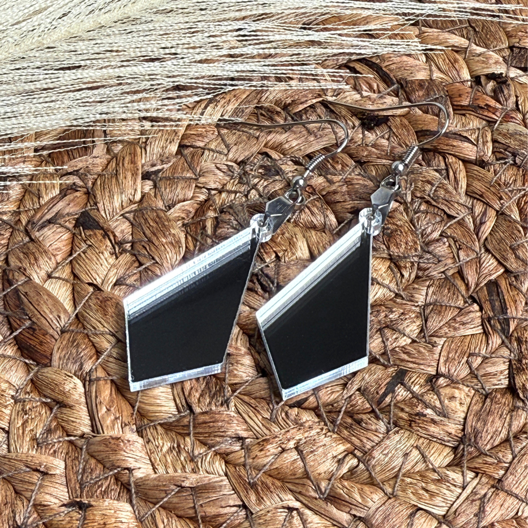 Geometric Silver Mirror Acrylic Earrings