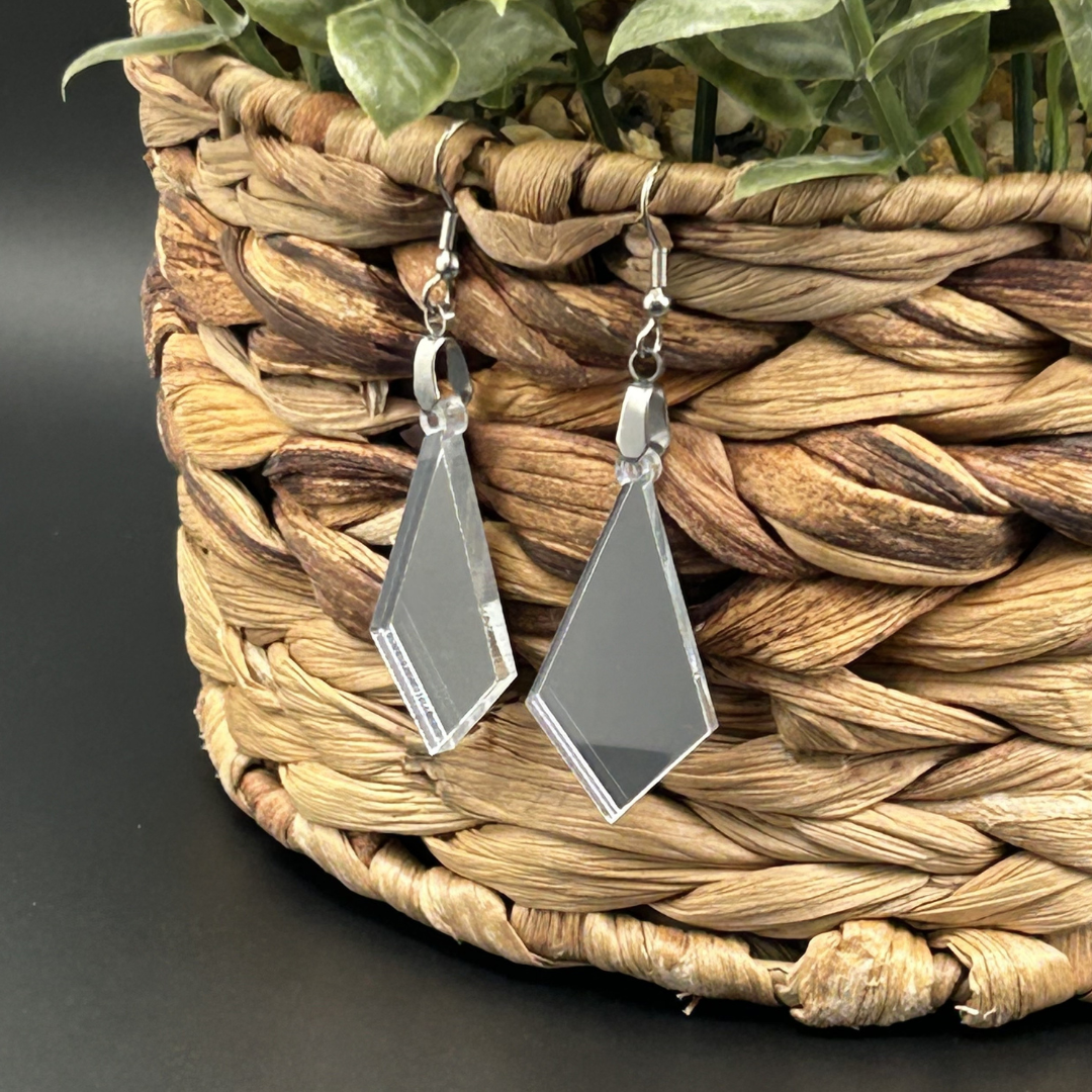Geometric Silver Mirror Acrylic Earrings