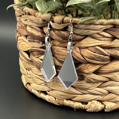 Geometric Silver Mirror Acrylic Earrings