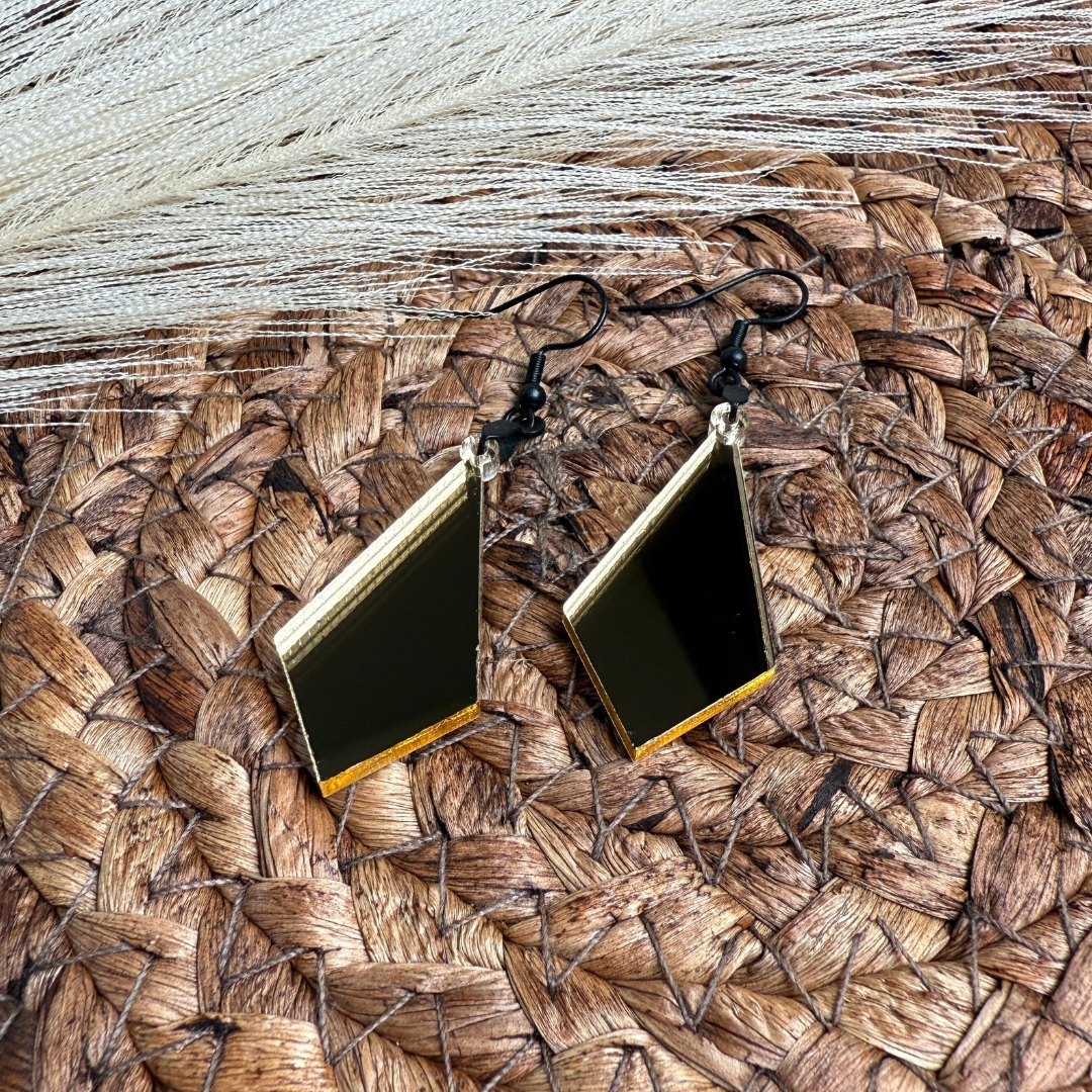 Geometric Gold Mirror Acrylic Earrings
