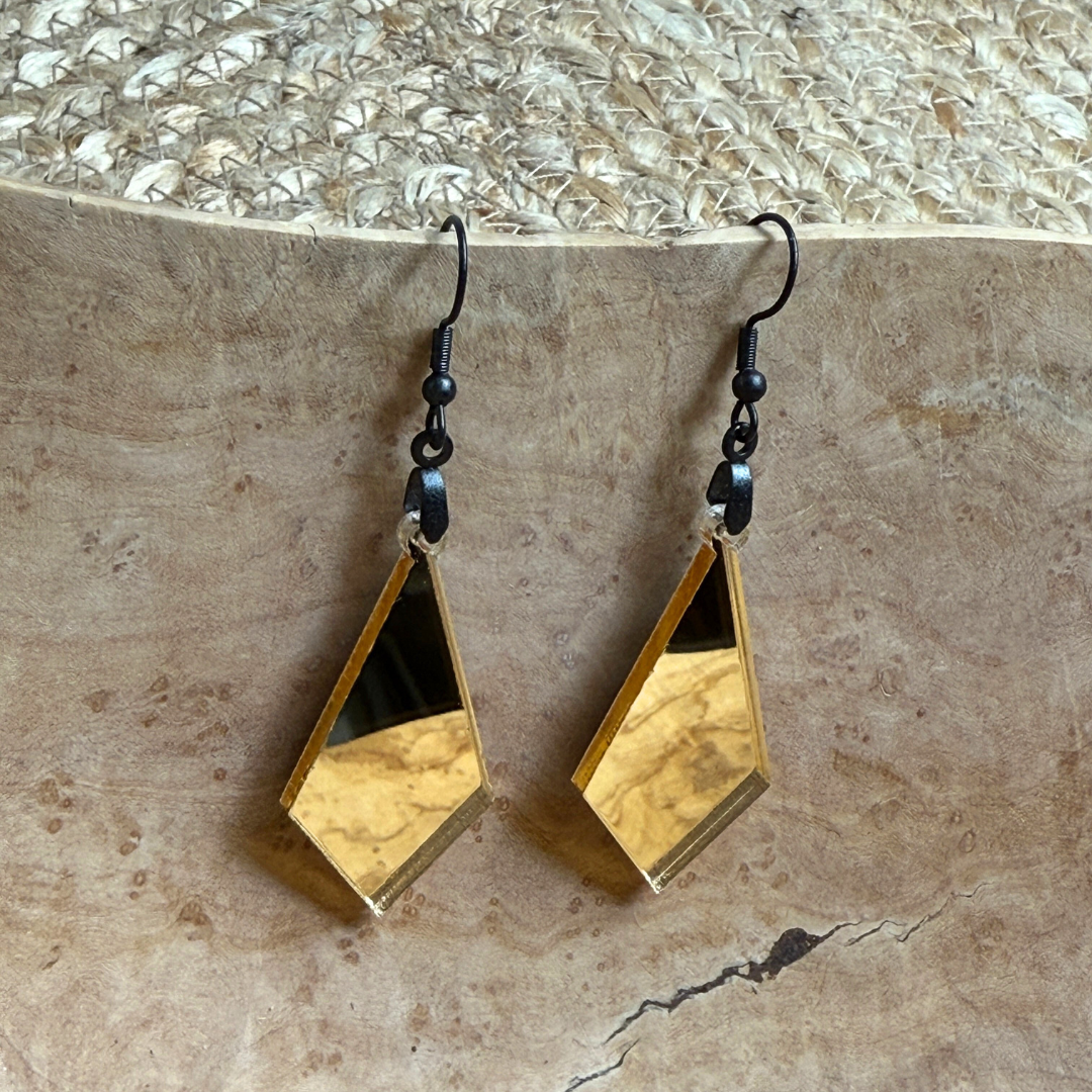 Geometric Gold Mirror Acrylic Earrings