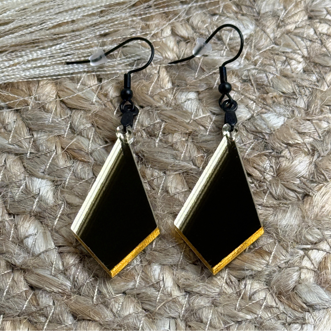 Geometric Gold Mirror Acrylic Earrings