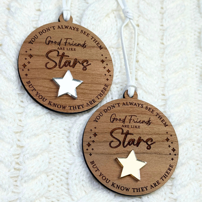 Good Friends Are Like Stars Wooden Ornament – Personalized Friendship Gift