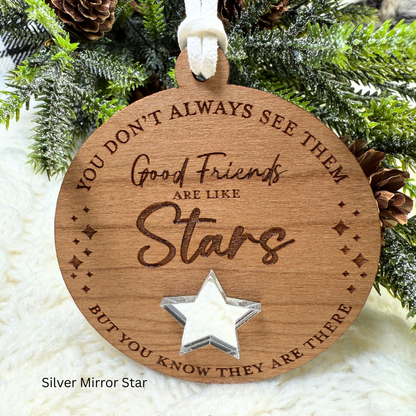Good Friends Are Like Stars Wooden Ornament – Personalized Friendship Gift