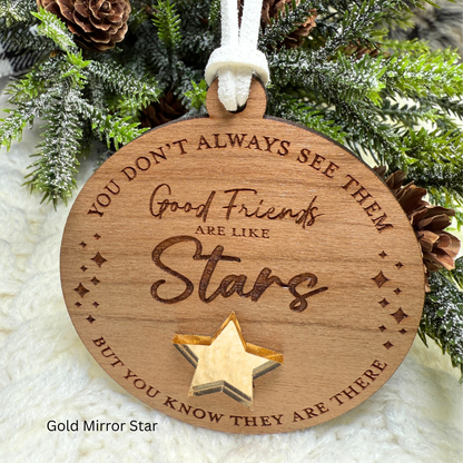 Good Friends Are Like Stars Wooden Ornament – Personalized Friendship Gift