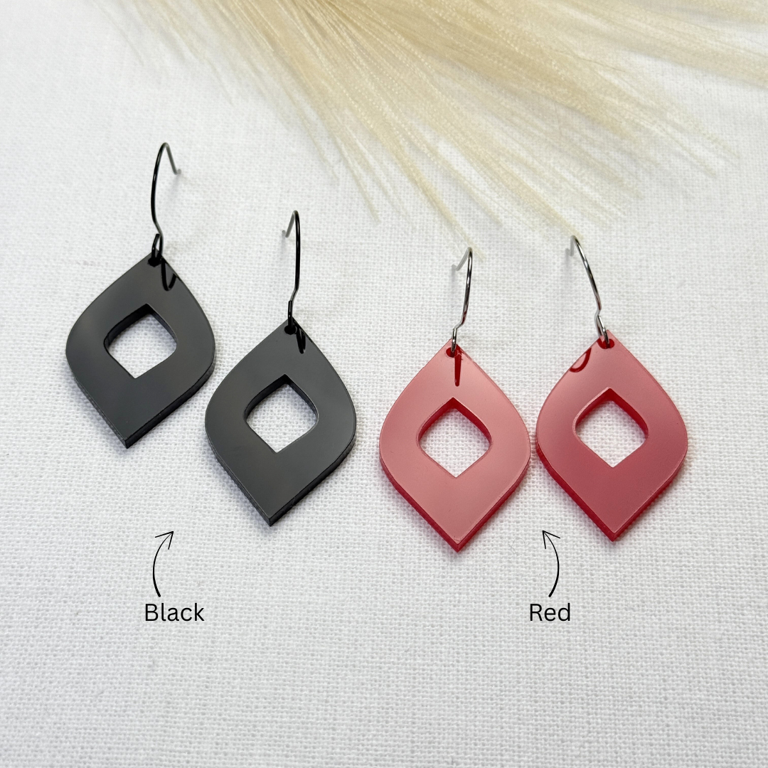 Modern Acrylic Earrings - Red or Black