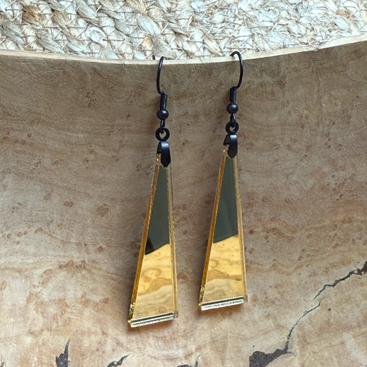 Gold Mirror Acrylic Triangle Earrings