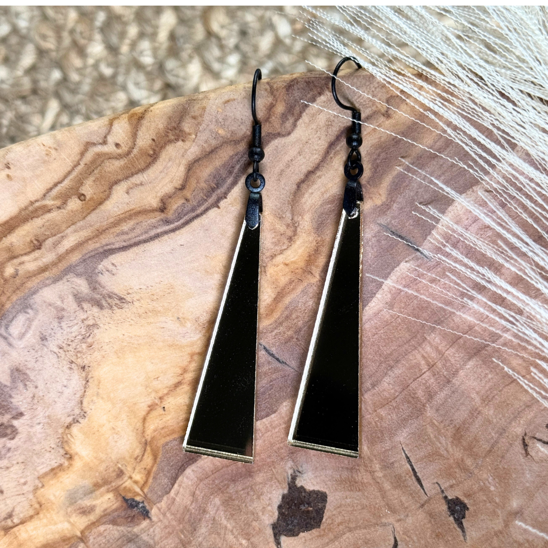 Gold Mirror Acrylic Triangle Earrings