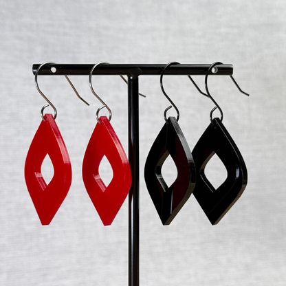 Modern Acrylic Earrings - Red or Black