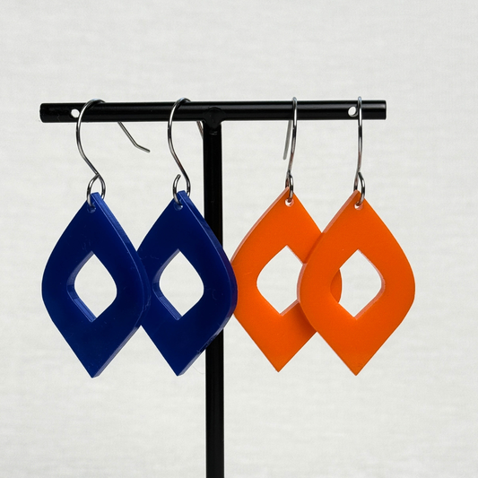 Modern Acrylic Earrings - Blue or Orange