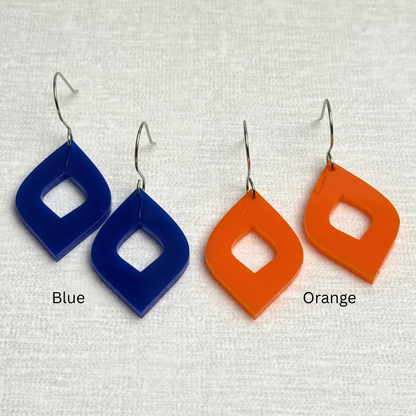 Modern Acrylic Earrings - Blue or Orange
