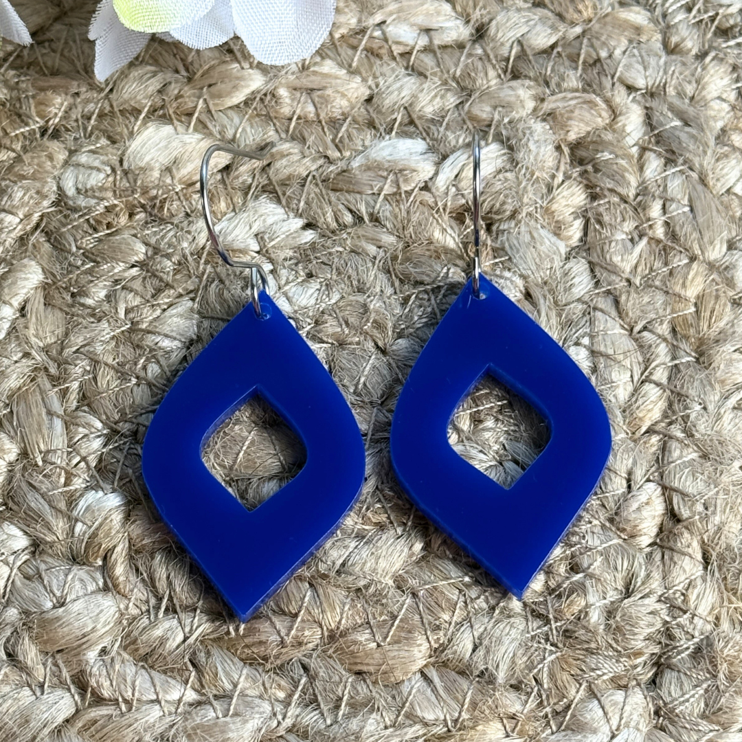 Modern Acrylic Earrings - Blue or Orange