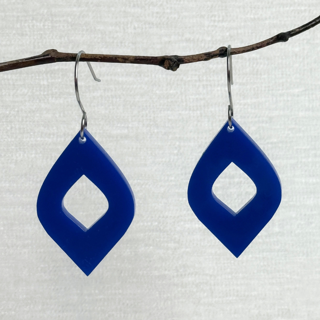 Modern Acrylic Earrings - Blue or Orange