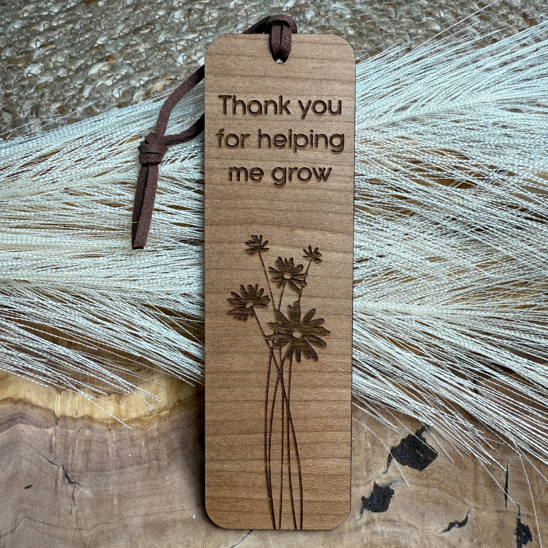 Thank You for Helping Me Grow - Personalized Wooden Bookmark
