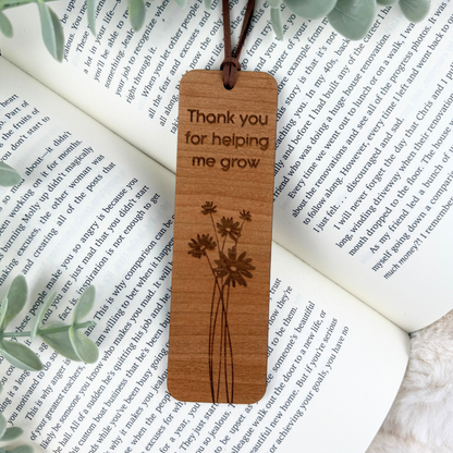 Thank You for Helping Me Grow - Personalized Wooden Bookmark