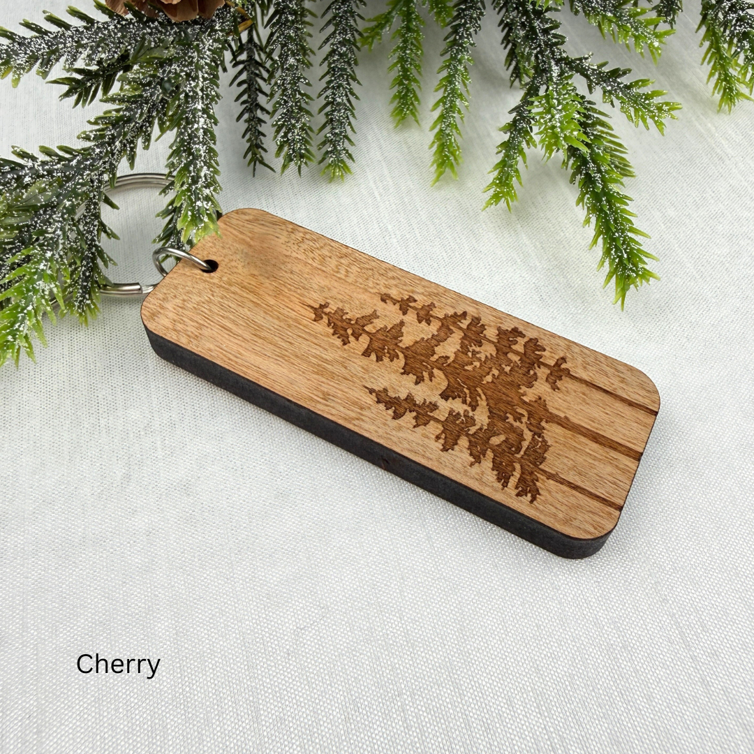 Trio Pine Trees - Wooden Keychain, Nature Lover Gift