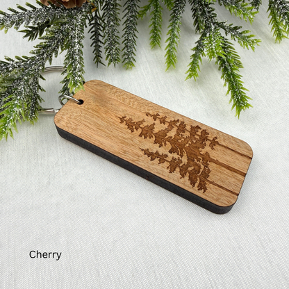 Trio Pine Trees - Wooden Keychain, Nature Lover Gift