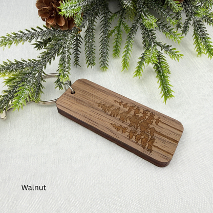 Trio Pine Trees - Wooden Keychain, Nature Lover Gift