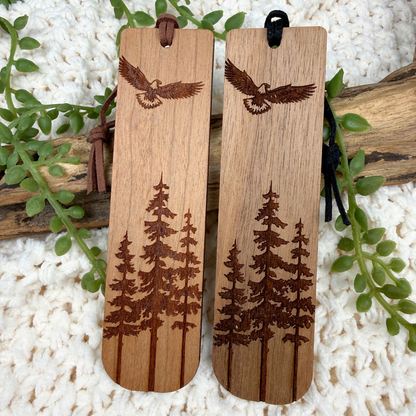 Eagle with Pine Trees Wooden Bookmark